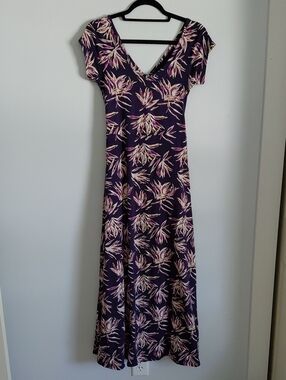 Pact Floral Blue Maxi Dress Cut Out Organic Cotton